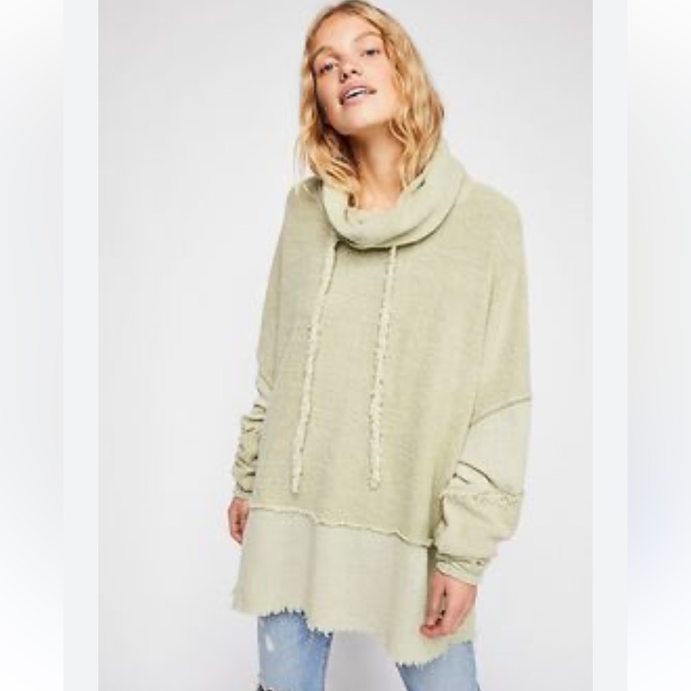 Free People Zoe Pullover Light Green Sage Oversized Size XS